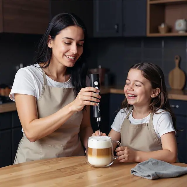 Alt view image 2 of 7 - MF02 Rechargeable Milk Frother Handheld Foam Maker with Stainless Whisk for Cappuccino, Latte, Bulletproof Coffee, Keto Diet, Protein Powder, Matcha