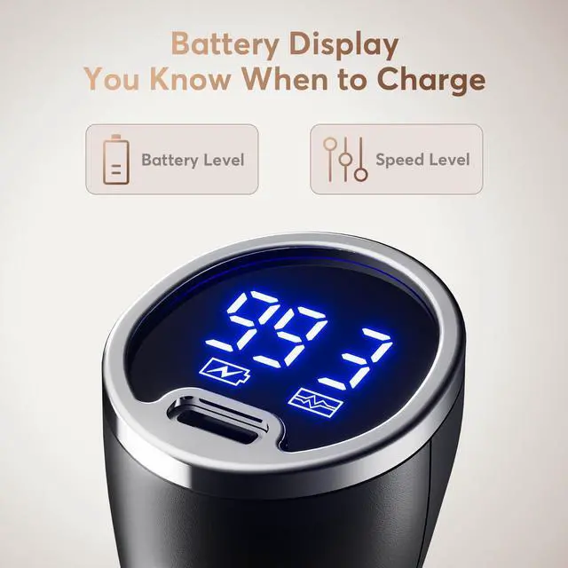 Alt view image 3 of 7 - MF06 Rechargeable Milk Frother 1800 Mah with 9 Speed and 3 Frother, LED Display Screen, Storage Stand, for Coffee Milk Foam, Cappuccino, Latte, Keto Diet, Protein Powder, Matcha, Bulletproof