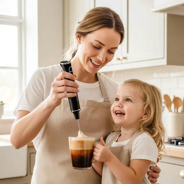 Alt view image 5 of 7 - MF06 Rechargeable Milk Frother 1800 Mah with 9 Speed and 3 Frother, LED Display Screen, Storage Stand, for Coffee Milk Foam, Cappuccino, Latte, Keto Diet, Protein Powder, Matcha, Bulletproof