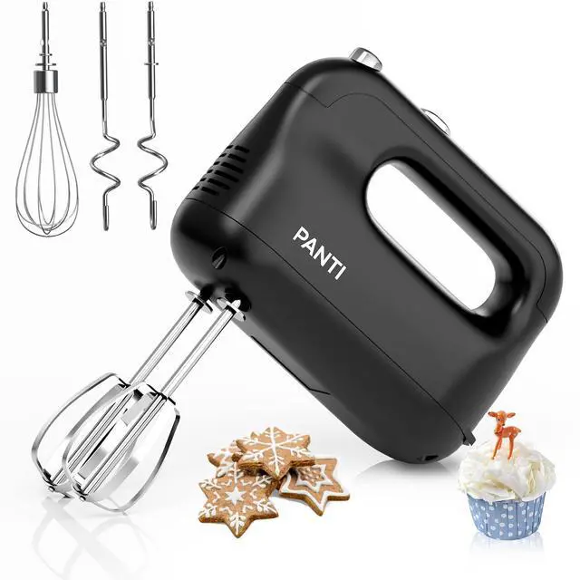 Main image of Hand Mixer Electric, PANTI Kitchen Handheld Small Mixer with Beaters and Whisk, 5 Dishwasher-safe Accessories, 5 Speeds & Eject Button, Portable Mixers for Easy Whipping Dough, Cake and Cream, HM3002