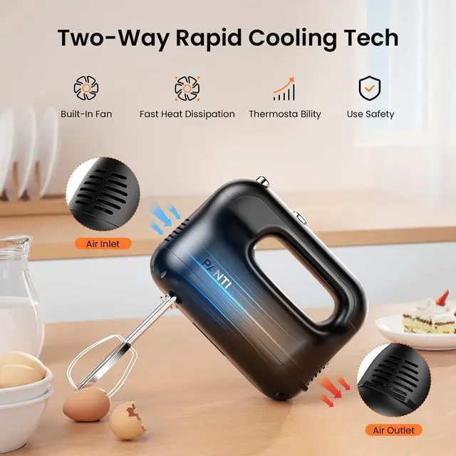 Alt view image 7 of 7 - Hand Mixer Electric, PANTI Kitchen Handheld Small Mixer with Beaters and Whisk, 5 Dishwasher-safe Accessories, 5 Speeds & Eject Button, Portable Mixers for Easy Whipping Dough, Cake and Cream, HM3002
