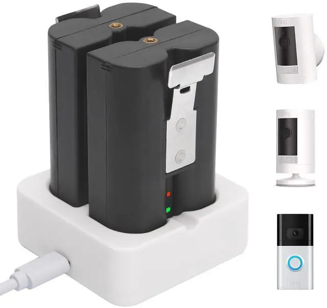 Main image of 2-Pack 6040mAh Replacement Battery with Charger Station for Ring-Doorbell 2/3/4, Spotlight Camera & Stick Up Cam Indooor and Outdoor (2 Battery +White Charger)
