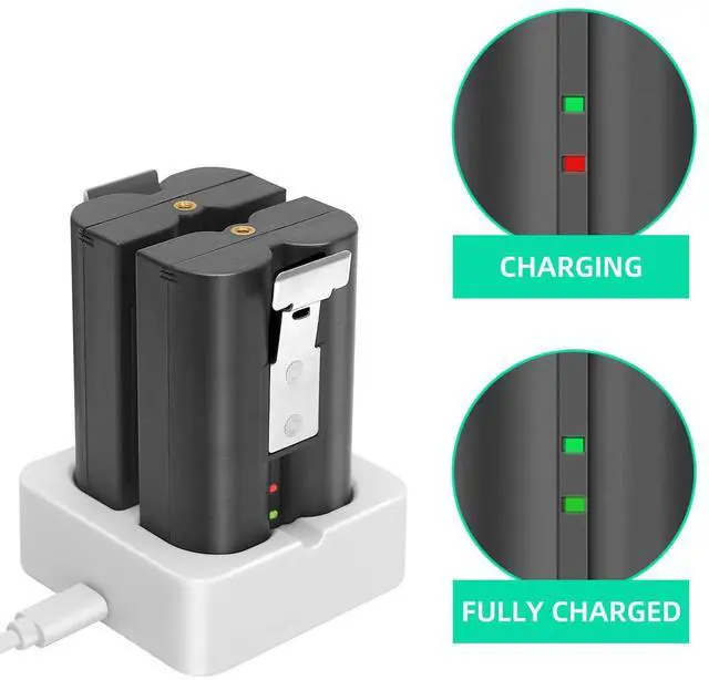Alt view image 3 of 6 - 2-Pack 6040mAh Replacement Battery with Charger Station for Ring-Doorbell 2/3/4, Spotlight Camera & Stick Up Cam Indooor and Outdoor (2 Battery +White Charger)