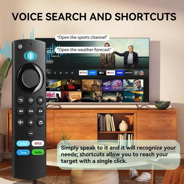 Alt view image 2 of 7 - Replacement Remote for Fire Series (with Voice Control) - Compatible with Smart TV Stick (HD/Limited/4K/4K Max), Smart TV (1st/2nd/3rd Generation) and TV Cube.