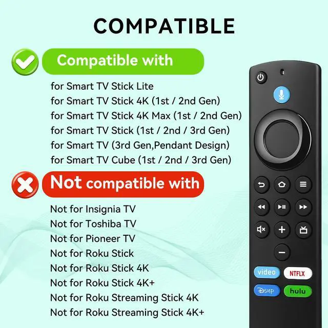 Alt view image 5 of 7 - Replacement Remote for Fire Series (with Voice Control) - Compatible with Smart TV Stick (HD/Limited/4K/4K Max), Smart TV (1st/2nd/3rd Generation) and TV Cube.