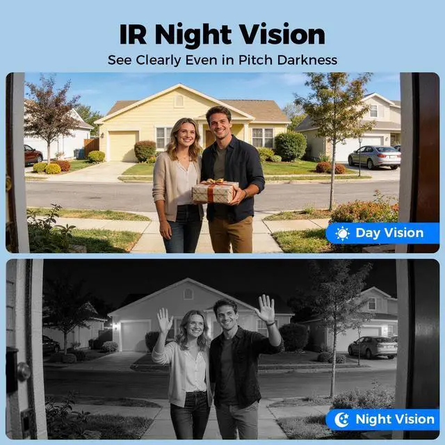 Alt view image 6 of 7 - 2.4G/5G Dual Band Smart Video Doorbell Camera, Home Security Live View, 2-Way Audio, AI/Motion Detection, Instant Alerts, Included Chime, No Monthly Fee, Easy Setup, Works with NVR/Standalone