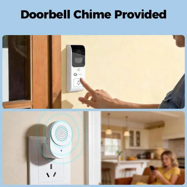 Alt view image 7 of 7 - 2.4G/5G Dual Band Smart Video Doorbell Camera, Home Security Live View, 2-Way Audio, AI/Motion Detection, Instant Alerts, Included Chime, No Monthly Fee, Easy Setup, Works with NVR/Standalone