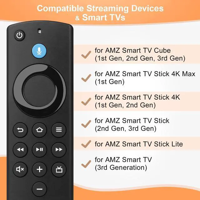 Alt view image 2 of 7 - Replacement Remote Control Compatible with Fire Smart TV Stick 4K(1st/2nd Gen)/TV Stick (2nd Gen/3rd Gen/Lite/4K Max), FireStick Remote for Smart TV 3rd Gen & Cube with Voice Controller