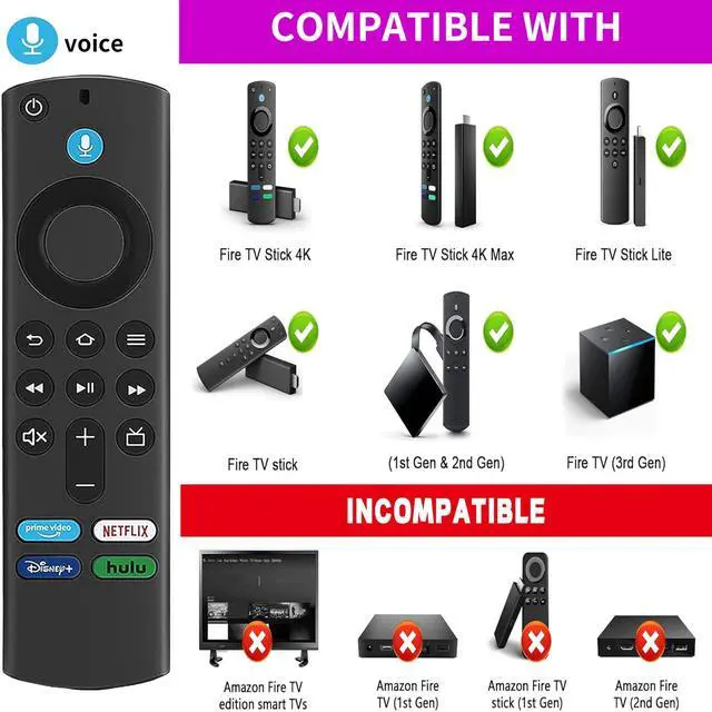 Alt view image 5 of 7 - Voice Remote Replacement (3rd Gen) Fit for All Fire-Series Smart TVs Cube/4K Max/4K/Stick/Stick Lite, Smart TV, Compatible Hisense, TCL, Insignia-Toshiba-Pioneer-Smart TV, Not for Roku/Sumsung