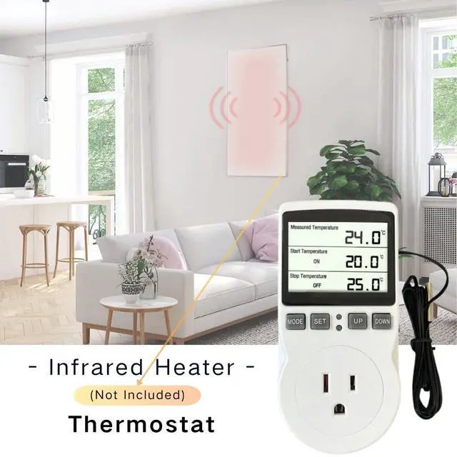 Alt view image 5 of 5 - Plug in Thermostat Temperature Controller Heavy Duty Digital Thermostat Outlet Plug Heating Cooling Mode Countdown Timer
