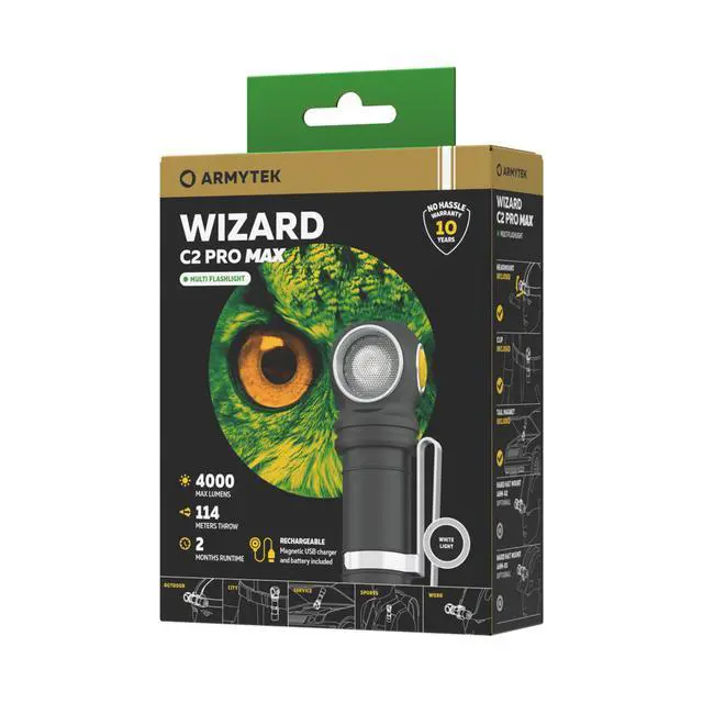 Alt view image 6 of 6 - Armytek Wizard C2 Pro Max (Warm light) Rechargeable LED Flashlight Headlamp