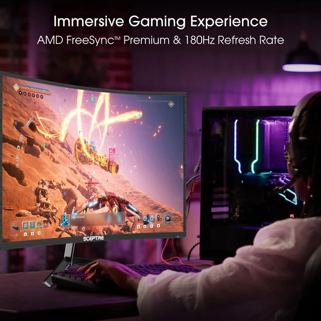Alt view image 6 of 6 - New 24-inch Curved Gaming Monitor 1080p up to 180+Hz DisplayPort HDMI 100% sRGB, AMD FreeSync Build-in Speakers Machine Black 2026 (C248B-FWT168 Series)