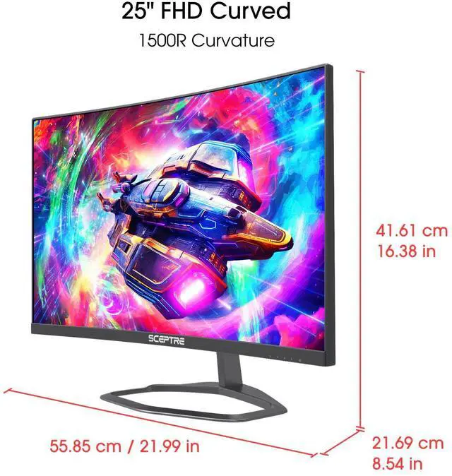 Alt view image 19 of 20 - Sceptre Curved 24.5-inch Gaming Monitor up to 240Hz 1080p R1500 1ms DisplayPort x2 HDMI x2 Blue Light Shift Build-in Speakers, Machine Black 2023 (C255B-FWT240)