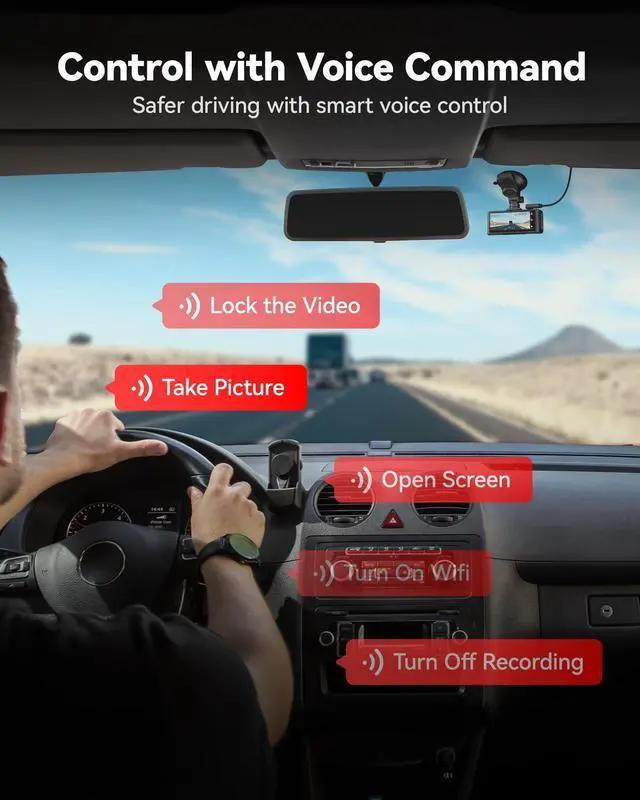 Alt view image 3 of 7 - REDTIGER 4K Dash Cam Front and Rear, STARVIS 2 Sensor, Touch Screen 3.18", 128GB Card Included, Voice Control, 5.8GHz WiFi Car Dash Camera, GPS, Night Vision, Emergency Lock, Parking Mode (F7N Touch)