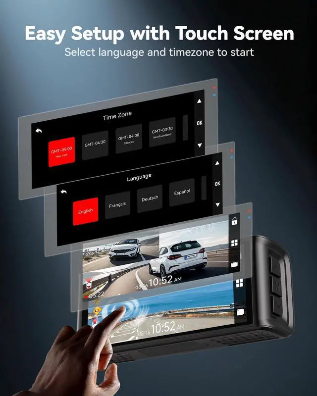 Alt view image 4 of 7 - REDTIGER 4K Dash Cam Front and Rear, STARVIS 2 Sensor, Touch Screen 3.18", 128GB Card Included, Voice Control, 5.8GHz WiFi Car Dash Camera, GPS, Night Vision, Emergency Lock, Parking Mode (F7N Touch)