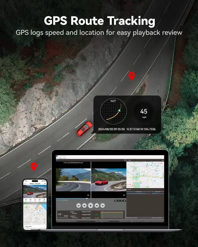 Alt view image 6 of 7 - REDTIGER 4K Dash Cam Front and Rear, STARVIS 2 Sensor, Touch Screen 3.18", 128GB Card Included, Voice Control, 5.8GHz WiFi Car Dash Camera, GPS, Night Vision, Emergency Lock, Parking Mode (F7N Touch)