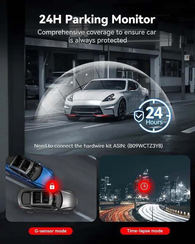 Alt view image 7 of 7 - REDTIGER 4K Dash Cam Front and Rear, STARVIS 2 Sensor, Touch Screen 3.18", 128GB Card Included, Voice Control, 5.8GHz WiFi Car Dash Camera, GPS, Night Vision, Emergency Lock, Parking Mode (F7N Touch)