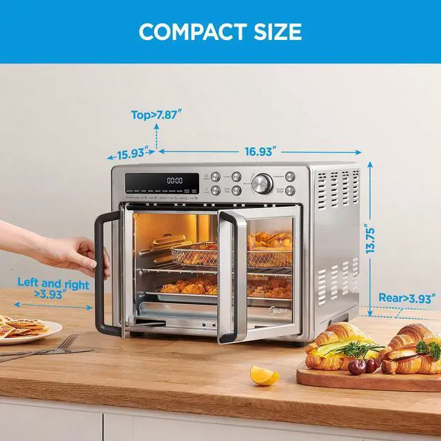 Alt view image 2 of 7 - Midea Flexify French Door Toaster Oven Air Fryer Combo, 26.4 QT, Extra Large Air Fryer Countertop Oven 10-in-1 Combo, 25% Faster Cooking and 90% Less Oil, Stainless Steel