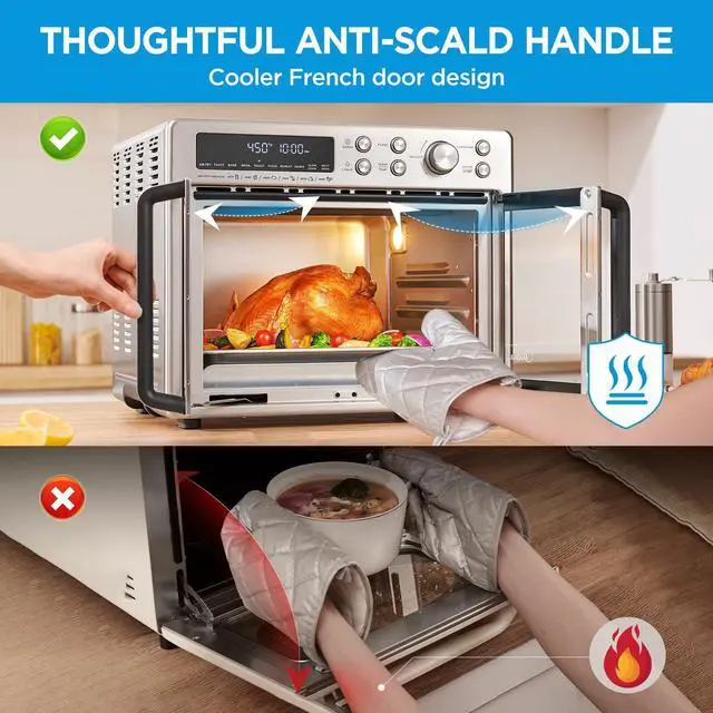 Alt view image 3 of 7 - Midea Flexify French Door Toaster Oven Air Fryer Combo, 26.4 QT, Extra Large Air Fryer Countertop Oven 10-in-1 Combo, 25% Faster Cooking and 90% Less Oil, Stainless Steel