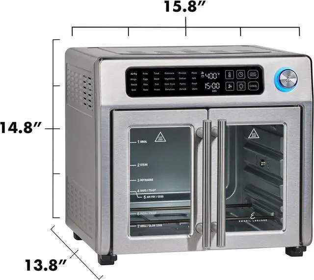 Alt view image 9 of 14 - Emeril Lagasse 26 QT Extra Large Air Fryer, Convection Toaster Oven with French Doors, Stainless Steel