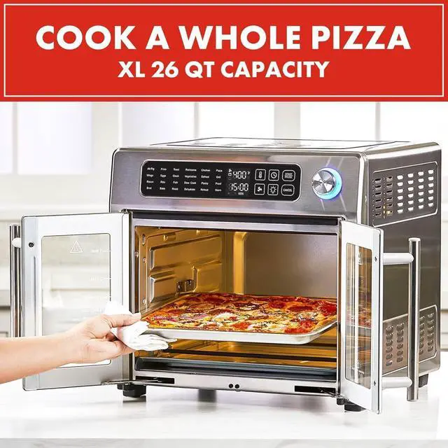 Alt view image 13 of 14 - Emeril Lagasse 26 QT Extra Large Air Fryer, Convection Toaster Oven with French Doors, Stainless Steel