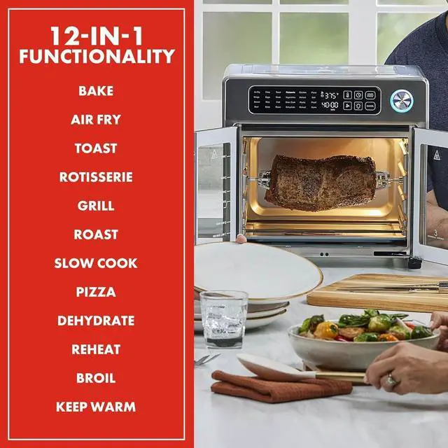 Alt view image 10 of 14 - Emeril Lagasse 26 QT Extra Large Air Fryer, Convection Toaster Oven with French Doors, Stainless Steel