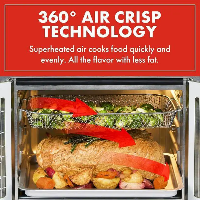 Alt view image 11 of 14 - Emeril Lagasse 26 QT Extra Large Air Fryer, Convection Toaster Oven with French Doors, Stainless Steel