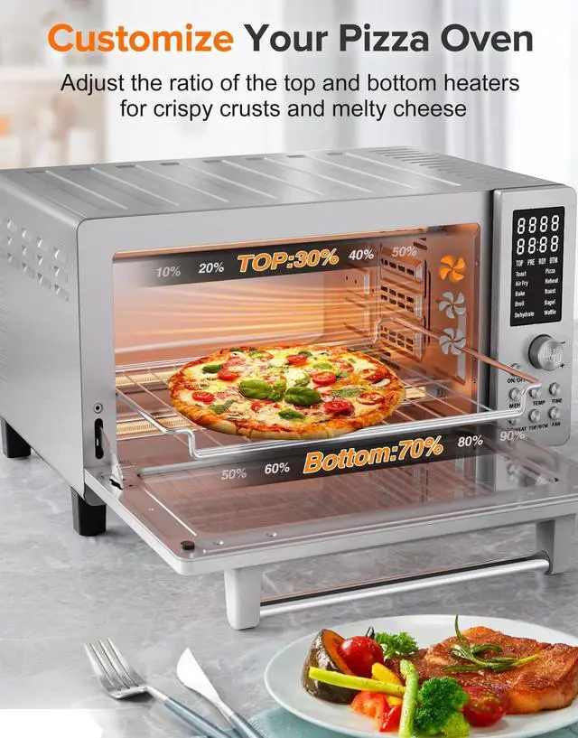 Alt view image 5 of 7 - Nuwave Bravo Pro Smart 21QT Toaster Oven Air Fryer Combo, Convection Oven Countertop, 10 functions all in 1, with even & quick crisp technology, 50-450°F, 1800W, Stainless Steel
