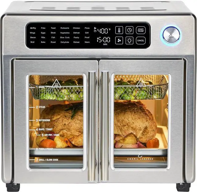 Alt view image 8 of 14 - Emeril Lagasse 26 QT Extra Large Air Fryer, Convection Toaster Oven with French Doors, Stainless Steel