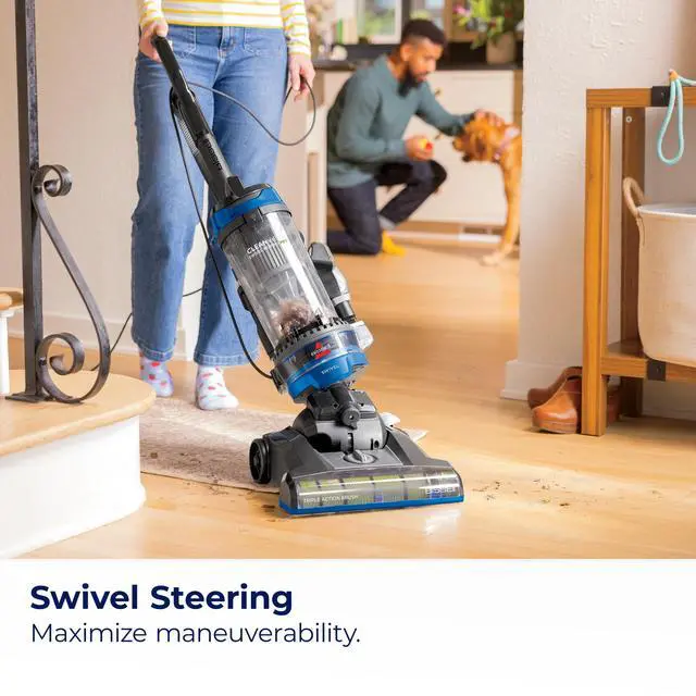 Alt view image 3 of 6 - Bissell CleanView Swivel Rewind Vacuum with Automatic Cord Rewind, TurboEraser Upholstery Tool, Triple Action Brush Roll, Swivel Steering, Extension Wand, Easy-Empty Dirt Tank, Multi-Cyclonic Suction