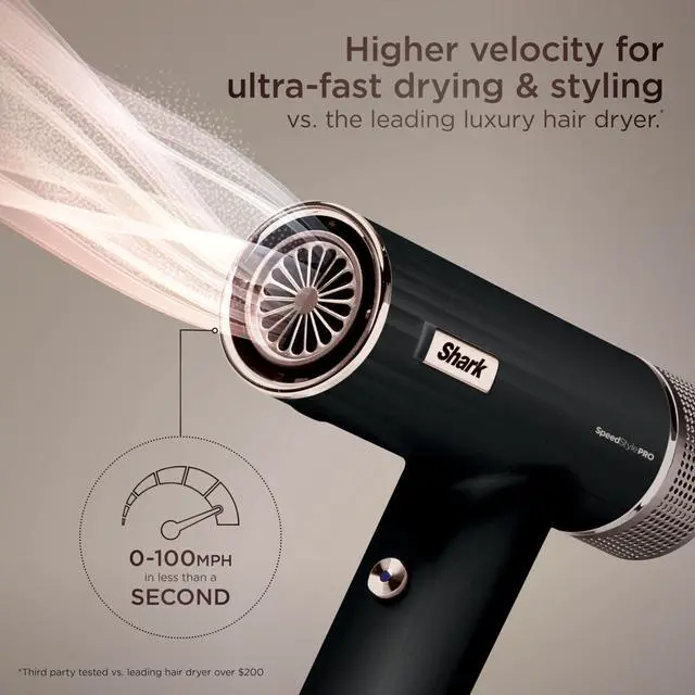 Alt view image 3 of 7 - Shark SpeedStyle Pro Professional Performance High-Velocity Hair Dryer System with Scalp Shield and IQ Speed Styling & Drying Suite, Straight and Wavy Hair, Lightweight, Ionic, No Heat Damage, HD731