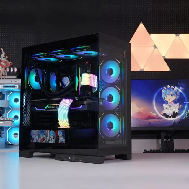 Alt view image 9 of 14 - SAMA 4503 Dual USB3.0 and Type C Tempered Glass ATX Mid Tower Gaming PC Computer Case, w/ 4 x 120mm ARGB Fans (3 x MB Side, 1 x Rear) Pre-Installed, Back Plug Motherboard Design
