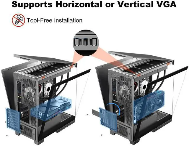 Alt view image 12 of 14 - SAMA 4503 Dual USB3.0 and Type C Tempered Glass ATX Mid Tower Gaming PC Computer Case, w/ 4 x 120mm ARGB Fans (3 x MB Side, 1 x Rear) Pre-Installed, Back Plug Motherboard Design