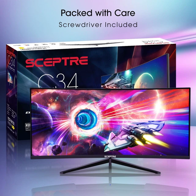 Alt view image 5 of 7 - 34-Inch Curved Ultrawide WQHD Monitor (3440 × 1440), R1500, up to 180Hz/165Hz, DisplayPort x2, 99% sRGB, 1ms, Built-in Speakers, Machine Black, 2025 (C345B-QUT168)