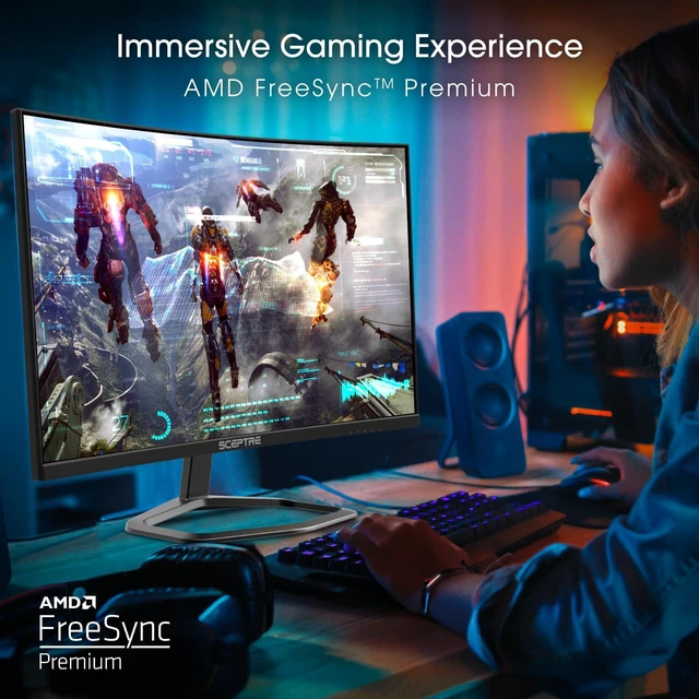 Alt view image 6 of 6 - 27-Inch Curved Gaming Monitor, FHD 1080p, 240Hz, 1500R, DisplayPort & HDMI x2, Built-in Speakers, Machine Black (C275B-FWT240 Series, 2026)