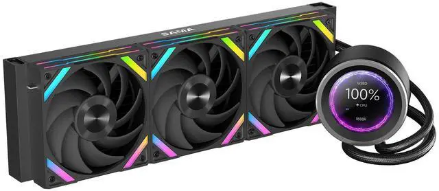 Alt view image 8 of 14 - SAMA Q60 Black CPU Liquid Cooler, 360MM Liquid Water Cooling with 2.8" LCD Display & XT120 Modular Fans LCP Blade for Enhanced Cooling and Noise Reduction, Compatible 115X, 2011, 1200, 1700, AM4, AM5