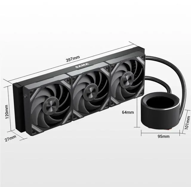 Alt view image 13 of 14 - SAMA Q60 Black CPU Liquid Cooler, 360MM Liquid Water Cooling with 2.8" LCD Display & XT120 Modular Fans LCP Blade for Enhanced Cooling and Noise Reduction, Compatible 115X, 2011, 1200, 1700, AM4, AM5