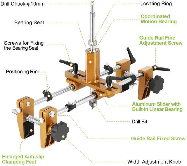Alt view image 2 of 7 - Meticuloso Door Lock Hole Opener Kit, Updated Lock Mortiser for Wooden Doors, Door Lock Installation Kit Mortising Machine Mortise Jig with 3 Drill Bits