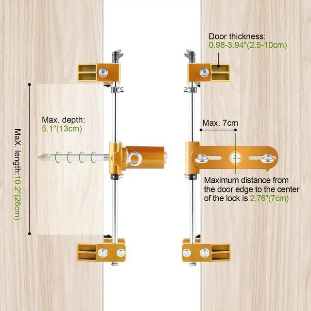 Alt view image 6 of 7 - Meticuloso Door Lock Hole Opener Kit, Updated Lock Mortiser for Wooden Doors, Door Lock Installation Kit Mortising Machine Mortise Jig with 3 Drill Bits