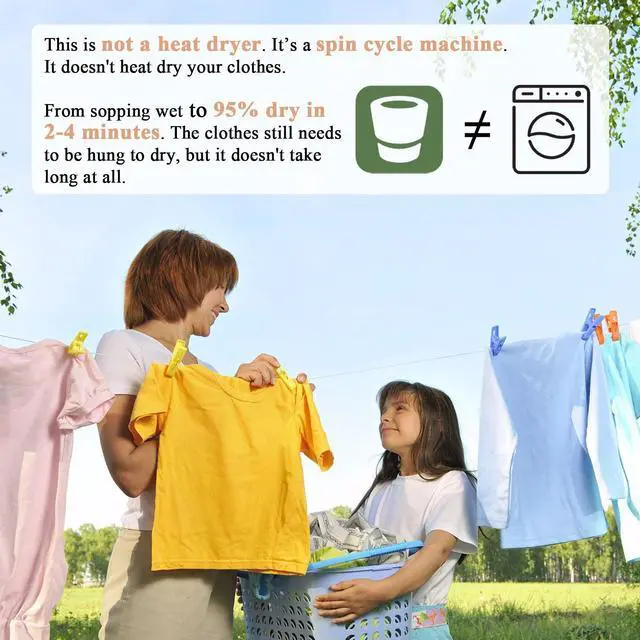 Alt view image 4 of 6 - Compact Electric Spin Dryer 110V, Portable Mini Laundry Dryer for Apartments, Schools, Dorms, RVs, Camping