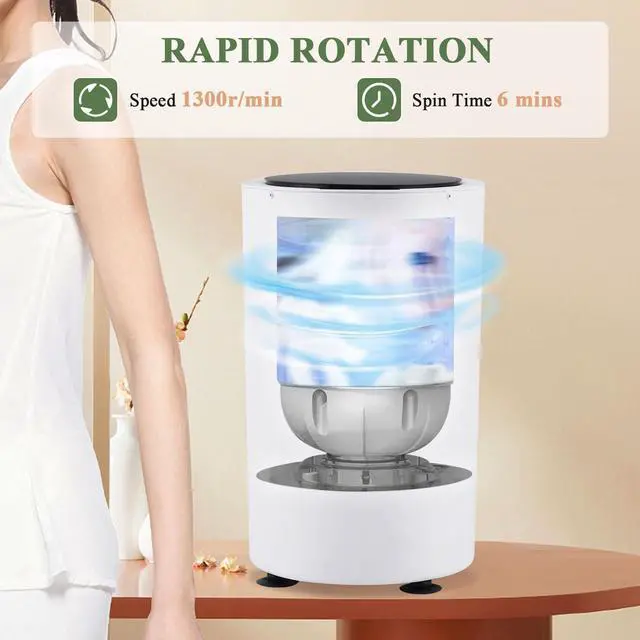 Alt view image 5 of 6 - Compact Electric Spin Dryer 110V, Portable Mini Laundry Dryer for Apartments, Schools, Dorms, RVs, Camping