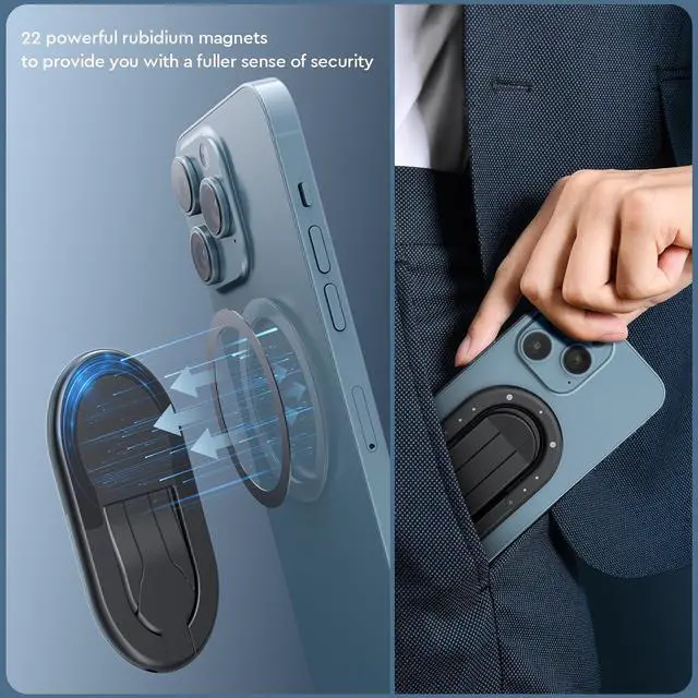 Alt view image 3 of 7 - FUVALY Tripod for Iphone Phone Ring holder Compatible with Car Mount Foldable Portable All in one Phone Stand - Black