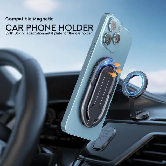 Alt view image 4 of 7 - FUVALY Tripod for Iphone Phone Ring holder Compatible with Car Mount Foldable Portable All in one Phone Stand - Black