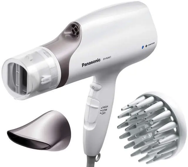 Alt view image 5 of 11 - Panasonic EH-NA67-W Nanoe Salon Hair Dryer with Oscillating QuickDry Nozzle (White)