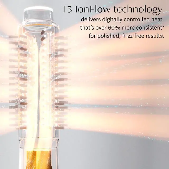 Alt view image 6 of 7 - "T3 AireBrush Duo Interchangeable Hot Air Blow Dry Brush with Two Attachments  Includes 15 Heat and Speed Combinations, T3 IonFlow Technology, Volume Booster Switch, Lock-in Cool Shot"
