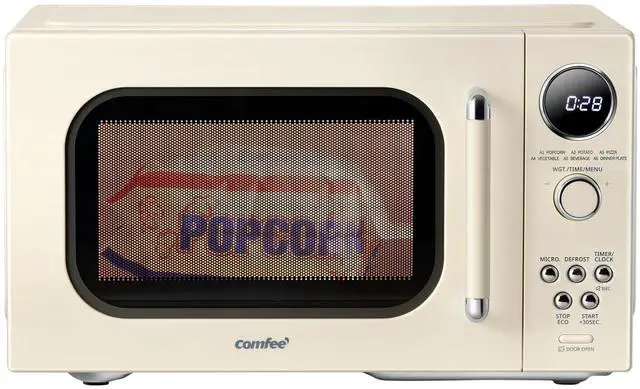 Main image of COMFEE Retro Ovens, Small 9 Preset Programs, 0.9 cu.ft Countertop Compact Microwaves with Multi-Stage Cooking, Mute Function, LED Digital, Apricot/900W, CMO-MMP02AA(at), Apricot