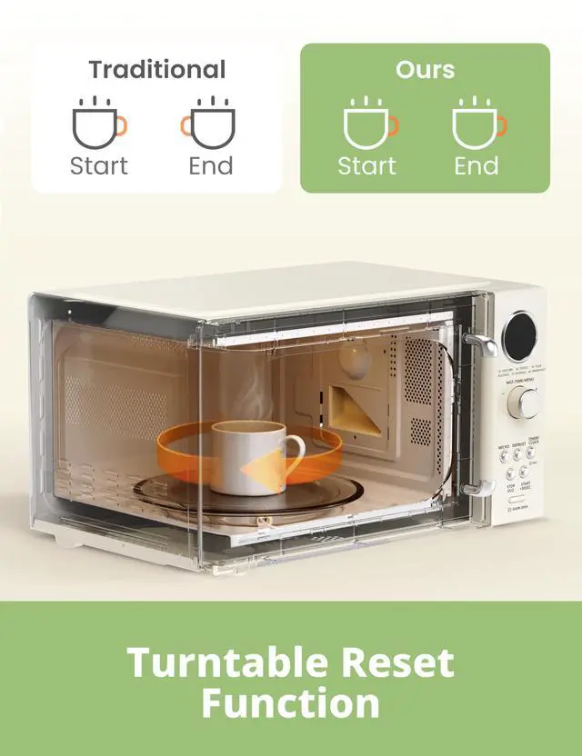 Alt view image 6 of 7 - COMFEE Retro Ovens, Small 9 Preset Programs, 0.9 cu.ft Countertop Compact Microwaves with Multi-Stage Cooking, Mute Function, LED Digital, Apricot/900W, CMO-MMP02AA(at), Apricot