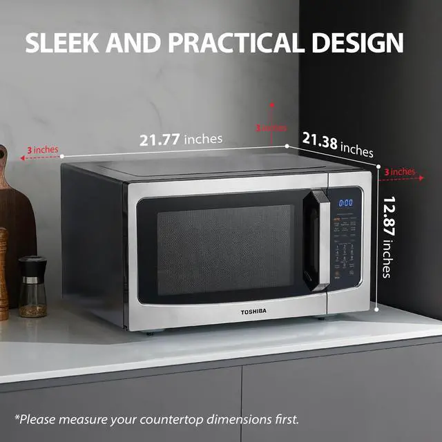 Alt view image 5 of 7 - Toshiba Air Fryer Combo 4-in-1 Countertop Microwave Oven, Smart Sensor, Convection, Mute Function, Position Memory 13.6" Turntable, 1.5 Cu Ft, 1000W, Silver, ML-EC42P(SS)