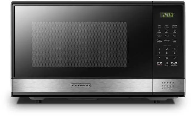 Alt view image 2 of 8 - BLACK+DECKER EM031MB11 Digital Microwave Oven with Turntable Push-Button Door, Child Safety Lock, 1000W, 1.1cu.ft, Black & Stainless Steel, 1.1 Cu.ft