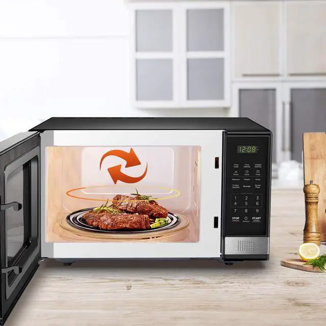Alt view image 7 of 8 - BLACK+DECKER EM031MB11 Digital Microwave Oven with Turntable Push-Button Door, Child Safety Lock, 1000W, 1.1cu.ft, Black & Stainless Steel, 1.1 Cu.ft